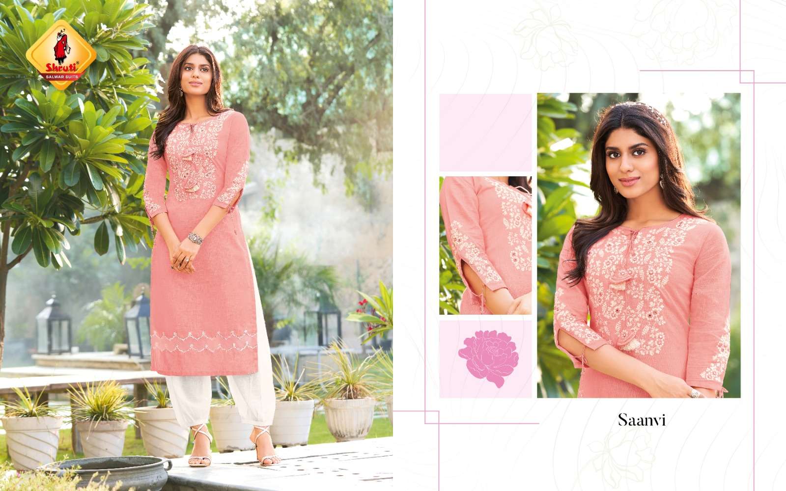 KKASHISH VOL 30  PURE COTTON LINEN WITH DIFFERENT TYPES OF STYLISH EMBROIDERY WORK KURTI BY SHRUTI SUITS BRAND SAANVI
